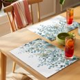 thumbnail image 4 of Teal Tulip Eucalyptus Placemats Set of 8 Spring Summer Botanical Floral Chic Place Mats Indoor Wipeable Table Mats Washable Cloth Dining Table Placemats for Kitchen Holiday Party Decor 13x19 Inch, 4 of 9