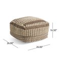 thumbnail image 3 of Hellen Boho Wool and Cotton Large Ottoman Pouf, Gray and White, 3 of 9