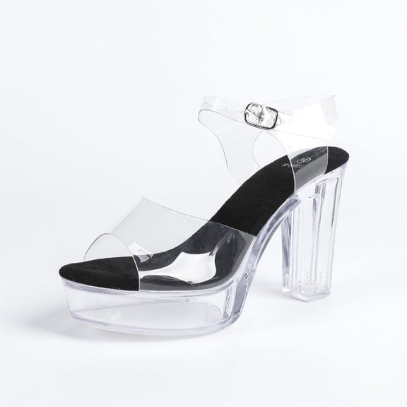 10cm Women's BLACK Extreme High Heel Sandals, Crystal Non-Slip Waterproof Sole Platform Stilettos, Professional Shoes for Nightclub Work Runway Show Pole Dancing, LFD-19866-1