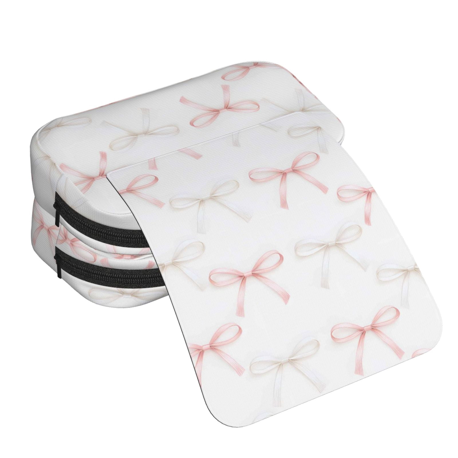 Large-Capacity Flip-Top Double-Layer Pencil Case, Multi-Functional Pocket Pen Case, Durable Stationery Organizer Pink And White Bow Tie