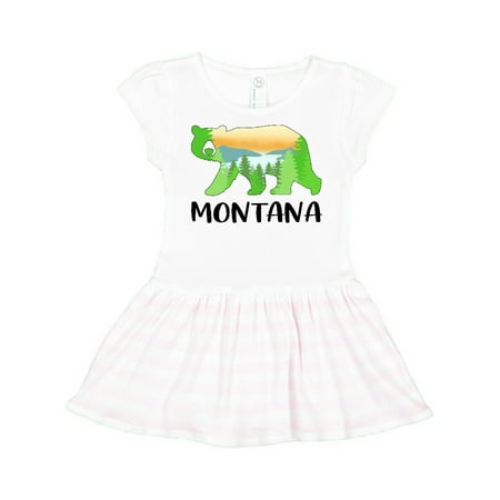 

Inktastic Montana Lake and Trees in Bear Silhouette Gift Toddler Girl Dress