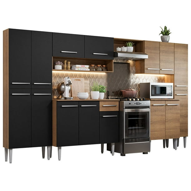 Cocina Integral Completa Madesa Emilly Joy 325 cm Marrón/Negro