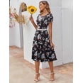 thumbnail image 5 of Zeagoo Summer Dresses for Women 2025 Casual Midi Dress A Line Pleated Sundress Short Sleeve Dress Flare Sundress, 5 of 6