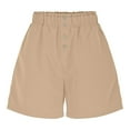 thumbnail image 4 of LOVZFMLL Women's Shorts for Casual Loose Fit Summer Beach Shorts Wide Leg Elastic Waist with Pockets 2025 Trendy Clothes Beige L, 4 of 9