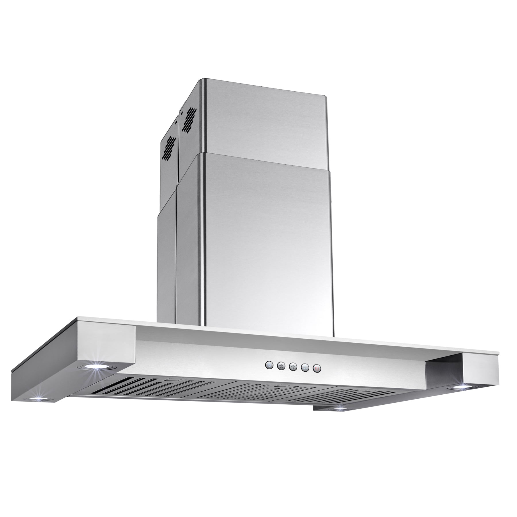 AKDY 36 Island Canopy  Flat Squared Glass  Stainless Steel 