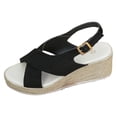 thumbnail image 6 of Wedge Sandals for Women Dressy Summer Platform Strappy Espadrille Casual Slingback Wedges Heels Open Toe Arch Support Pumps Shoes Black Size 9, 6 of 7