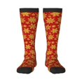 thumbnail image 1 of Xecao Christmas With Gold Snowflakes Pattern Adult Stockings with Color-Block Design and 3D Print, Breathable Comfortable Hosiery for Daily Wear and Sports, 1 of 6