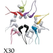 JustJamz Kidz Jelly Roll Colorful in-Ear 3.5mm Stereo Earbud Earphones - 30 Pack
