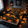 thumbnail image 2 of Homewish Spooky Black Cat Bed Sheets, Vintage Halloween Pumpkin Full Size Sheets, Black Orange Yellow, 4pcs (1 Flat Sheet, 1 Fitted Sheet and 2 Pillowcases), 2 of 4
