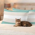 thumbnail image 3 of Pack of 2 Outdoor Pillow Covers 20x12 Inch Waterproof Turquoise Beige Stripe Throw Pillow Covers,Decorative Couch Pillow Case Sham Modern Art Horizontal Striped Patio Garden Pillowcases Cushion Cover, 3 of 8