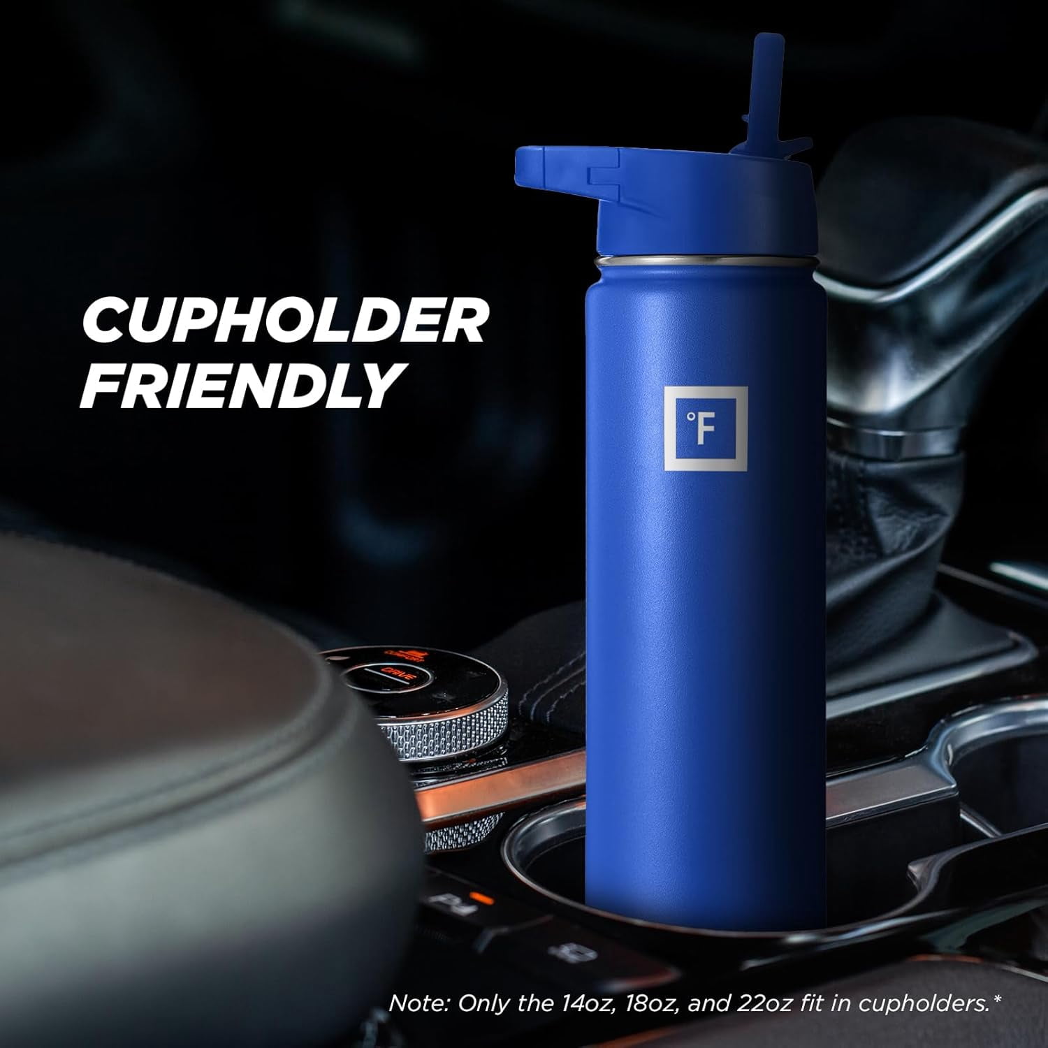 IRON °FLASK Camping & Hiking Hydration Flask, Wide Mouth, 3 Straw Lids, Stainless Steel Outdoor Water Bottle, Double Walled, Insulated Thermos, Metal Canteen - Cobalt Blue, 22 Oz