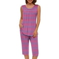 thumbnail image 2 of QNANSPI Womens Pajama Sets, Cotton Sleepwear for Women, Women's Casual Printed Pajamas Sleeveless Crew Neck Top and Elastic Waist Capri Pants Soft 2 Piece Lightweight Daily Home Loungewear, 2 of 6