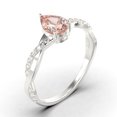 thumbnail image 3 of Gorgeous Minimalist Art Deco 1.25 Carat Pear Cut Authentic Morganite And Diamond Moissanite Engagement Ring, Twisted Band Wedding Ring in 10k Solid White Gold Gift For Her, Promise Ring, For Love, 3 of 3