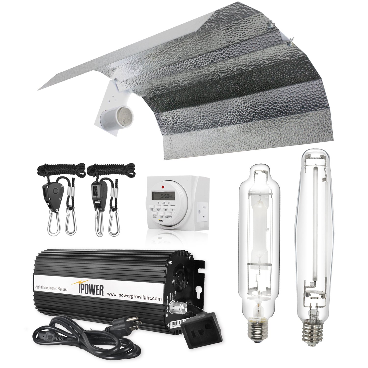 iPower 1000 Watt HPS Digital Dimmable Ballast Grow Light System Kits Horticulture Gull Wing