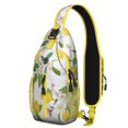 thumbnail image 1 of Retro Vintage Lemon Print Sling Backpack, Bright Yellow Fruit Design Crossbody Daypack with Cute Floral Patterns, Lightweight and Adjustable Strap, 1 of 1