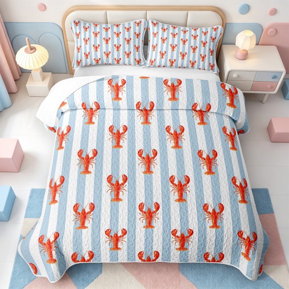 Erosebridal Modern Striped Quilt Full,Line Art Full Bedspread Sets,3 Pieces,1 Coverlet and 2 Pillowcases