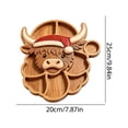thumbnail image 3 of Highland Cow Serving Wooden Platter 9.84"x7.87" Large Kids Snack Plate Food Safe Charcuterie Board for Christmas Thanksgiving Divided Tray for Fruit Dessert Baby Food, 3 of 6