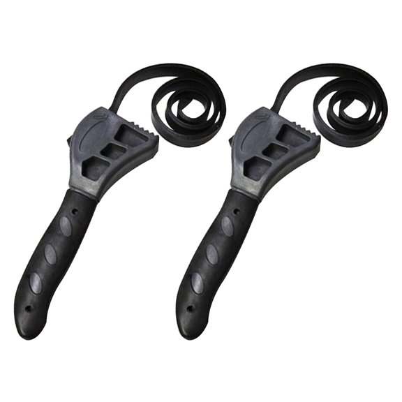 Tineasur 2Pcs Adjustable Rubber Strap Wrench for Bottle Opening with Comfortable Black Handles