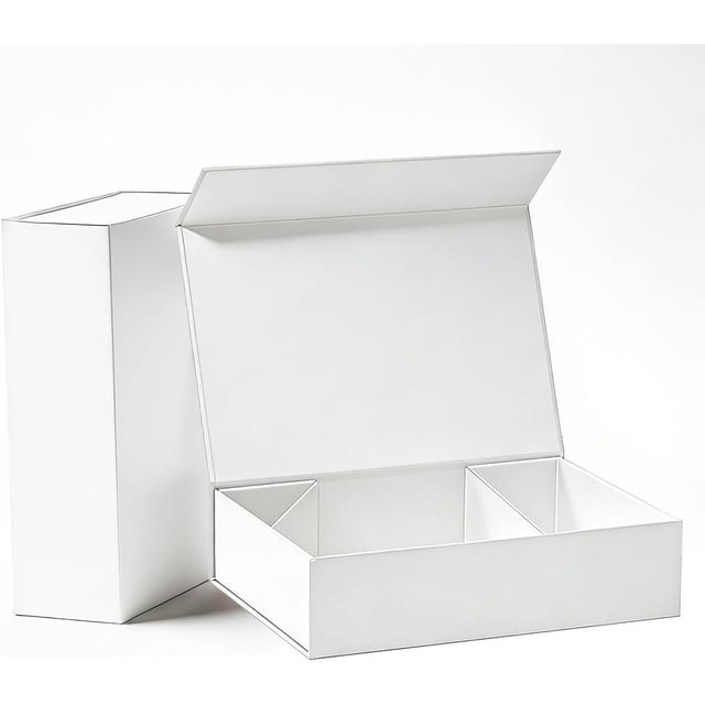 2PCS Caja de Regalo con Tapa Magnética, 26 * 19 * 8, Embalaje de Lujo, Rectangular, Plegable, Cajas de Propuesta para Dama de Honor, Boda, Navidad, Halloween, Regalo para Cumpleaños, Blanca
