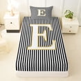 thumbnail image 3 of Erosebridal Modern Monogrammed E Twin Sheet Sets, Black Lines Bedding, Kids Girls, 3pcs, 3 of 5
