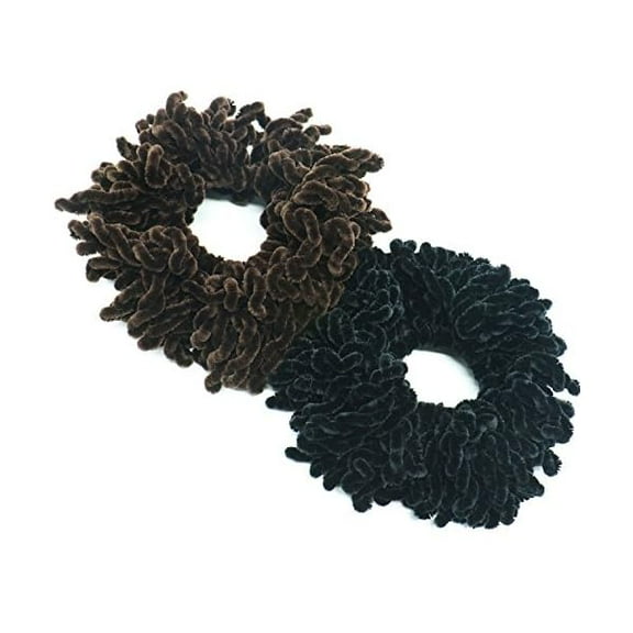 ZC2Pack Volumising Scrunchie Big Hair Tie Ring Hijab Volumizer Khaleeji Headwear,Dark Coffer & Black