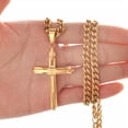 thumbnail image 4 of QQTDFG New Mens Women Chain Necklace Cross Stainless Steel Pendant Crucifix Jesus Gifts-Gold-34 inch Necklace, 4 of 5