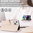 thumbnail image 6 of ELEHOLD for iPhone 14 Plus PU Leather Wallet Case, with Card Holder Strap Shoulder Lanyard for Women Men, Durable Zipper Kickstand Cover for iPhone 14 Plus,White, 6 of 10