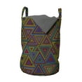 thumbnail image 1 of Geometric Laundry Bag, Modern Design in Rainbow Colors Triangles Retro 80s Like Pattern Image Artwork, Basket with Handles Drawstring Closure for Laundromats, 13" x 19", Multicolor, by Ambesonne, 1 of 4
