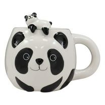 Ebros Giant Panda Bear Ceramic Coffee Mug With Sleeping Cub Latch On Spoon Set
