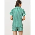 thumbnail image 3 of DARING DIVA Women's 2 Pcs Satin Silky Contrast Color Trim Pajama Set XL Light Green, 3 of 6