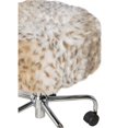 thumbnail image 2 of Linon Mallory Faux Fur Backless Metal Base Rolling Stool in Brown, 2 of 5