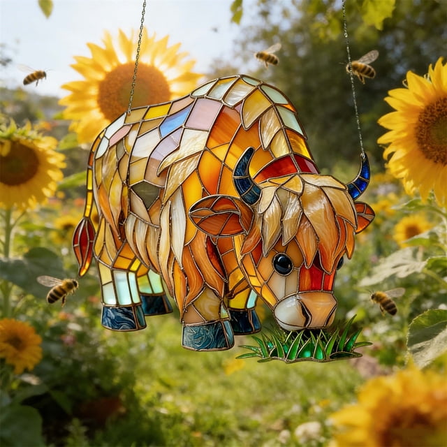 2D Flat Cow Catcher Colorful Acrylic Style Window Hanging