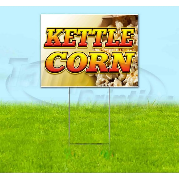 Kettle Corn (18" x 24") Yard Sign, Includes Metal Step Stake