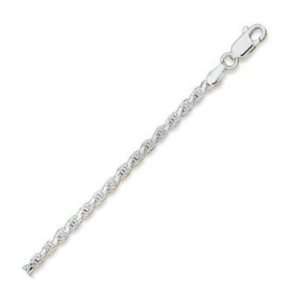 Sterling Silver 24 Inch 2.5mm Sparkle-Cut Rope Chain Necklace - Lobster Clasp