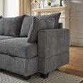 thumbnail image 5 of Cloud Couch Sectional, 113.5'' U-Shaped Modular Sofa for Living Room, Corduroy Sectional Couch with Storage Ottoman & Chaise, 6-Seat Convertible Living Room Furniture - Dark Gray, 5 of 10