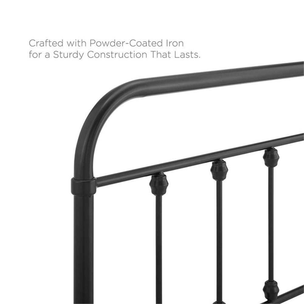 Maklaine Modern Farmhouse King Metal Spindle Headboard in Black