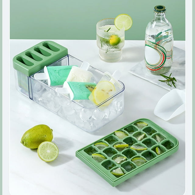Enrejado de hielo, vaso para cubitos de hielo, máquina mágica para hacer cubitos de hielo, bandejas fáciles de usar para 24 cubitos de hielo, molde para helado de doble capa, dos en uno, apto para uso