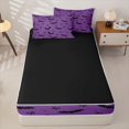 thumbnail image 4 of Homewish Halloween Bat Zipper Twin Comforter Sets with Fitted Sheet and 2 Pillowcases,Tiny Bow Print Zipper Bedding Set,Lavender Black,Black Reversible,4 Pieces, 4 of 7