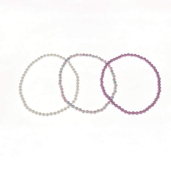 Wonder Nation Kids Stretch Pearl Necklace Set, 3 Pack Purple
