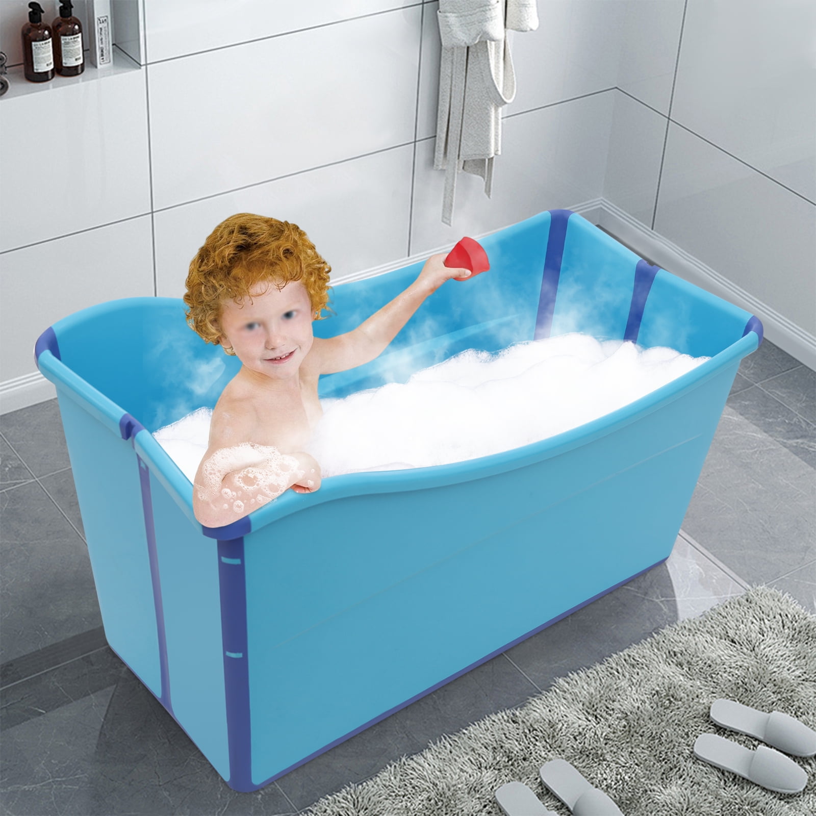 Home Portable Bathtub,Foldable Mini Bathtub for Children,Kids Folding Water Tub Sauna Spa Soaking Bath Bathtub Collapsible Bathtub -39.63gal