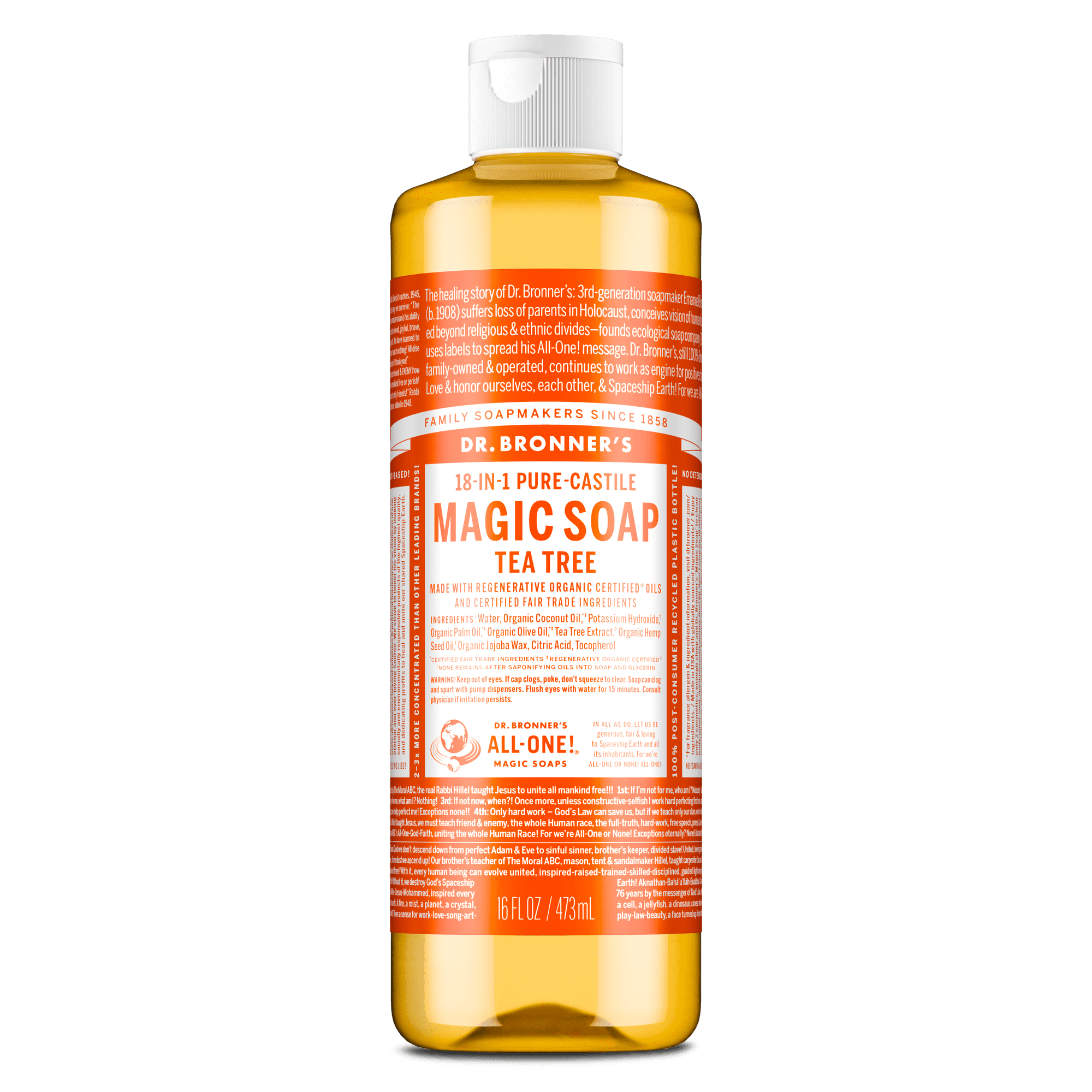 Dr.Bronner's Magic Soap, Tea Tree, Pure-Castile Body Wash Liquid Soap, 16 fl oz