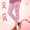 thumbnail image 2 of Breast Cancer Awareness Leggings For Women Pink Ribbon Print High Waist 4-Way Stretch Workout Pants for Running Casual, 2 of 5