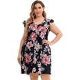 thumbnail image 2 of MURMUREY Women Plus Size Summer Casual T Shirt Dress Short Sleeve V Neck Loose Swing Midi Dress with Pockets, 2 of 7