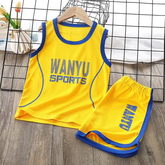 Vedolay Girl's Summer Shorts Sets Toddler Girl's Print Raglan Short Sleeve T Shirt and Shorts 2 Piece Summer Outfit,Yellow 4-5 Years