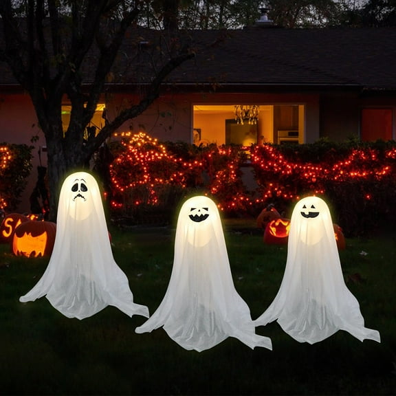 ZFYXGS Halloween Decoration LED Lights Emitting White Ghostly Ground Insertion Horror Courtyard Decoration Outdoor Party Decoration Props