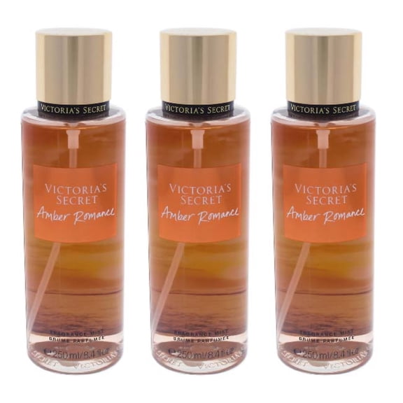 Victoria's Secret Amber Romance - Pack of 3 Fragrance Mist 8.4 oz