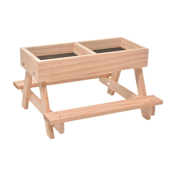 Comedero de madera para pollos y ardillas, sin residuos, contenedor de alimentación de 24 cm de alto Madera clara