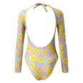 thumbnail image 5 of Women Swimsuits Print Back Openwork Long Sleeve One Piece Bathing Suit,Yellow,S, 5 of 7
