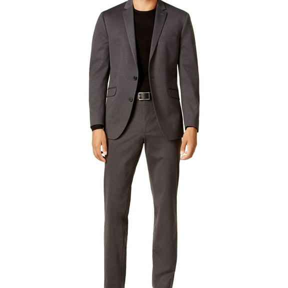 Kenneth Cole Mens Knit Techni-Cole Two Button Blazer Jacket, Grey, 40 Regular