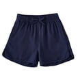 thumbnail image 3 of ZHOGXU Kids Baby Girls Summer Sports Shorts Elastic Waist Solid Color Breathable Lightweight Fashion Shorts For Casual Daily Wear ,Navy,6-7 Years, 3 of 9